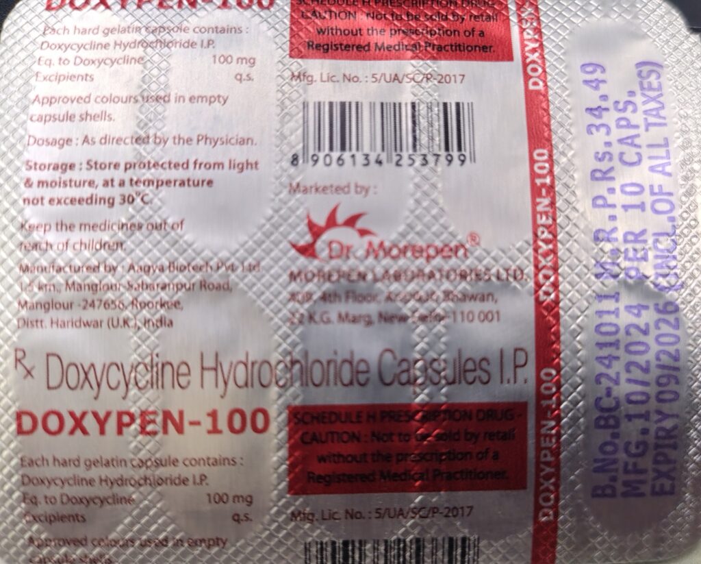 Doxycycline 100mg Capsules